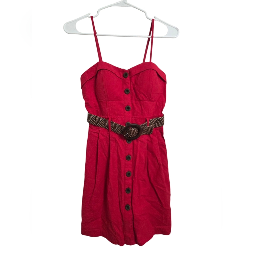 Mind Code Women's Red Button-Down Dress (AH16)